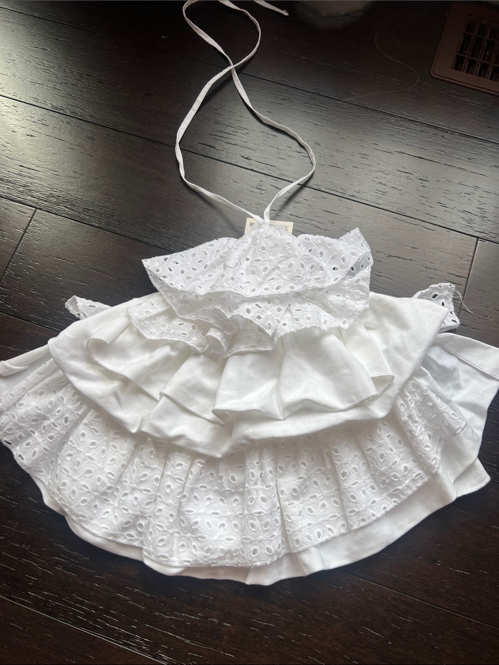 Zara White Eyelet Ruffle Halter Camisole